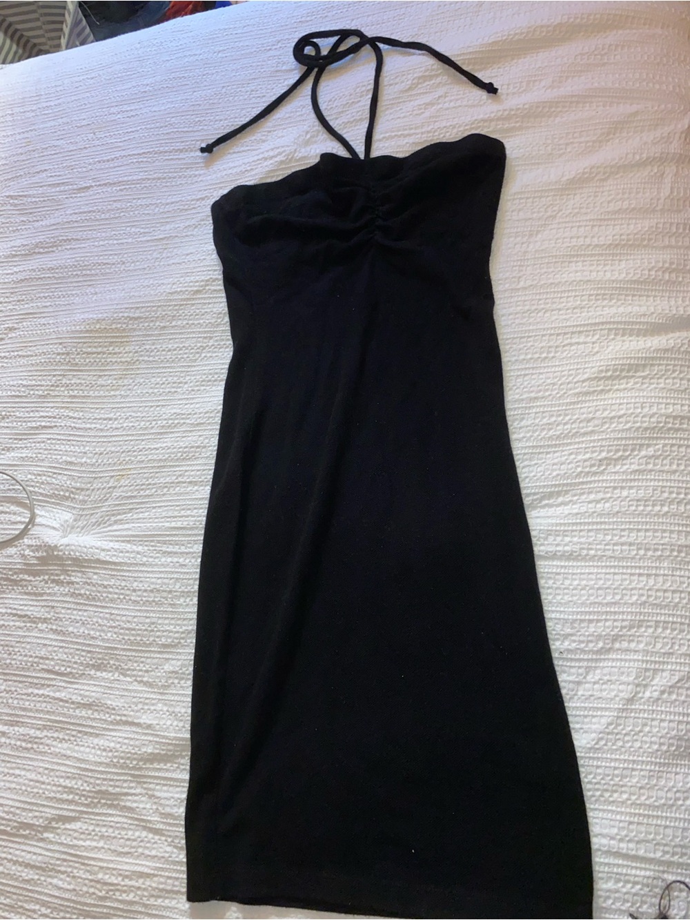 Fashion Nova Black Halter Midi Bodycon Dress
